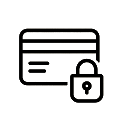 Credit card icon with padlock symbol representing Oak Raven's secure payment system
